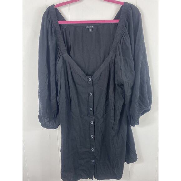 Torrid Fit & Flare Rayon Slub Button Up 3/4 Sleeve Black Size 4X - Picture 3 of 10